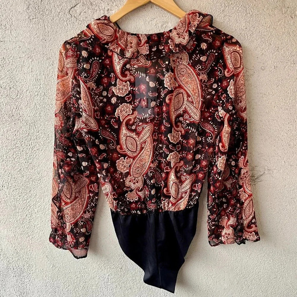 NWT Zara Paisley Printed Ruffle Bodysuit Small - Picture 8 of 8